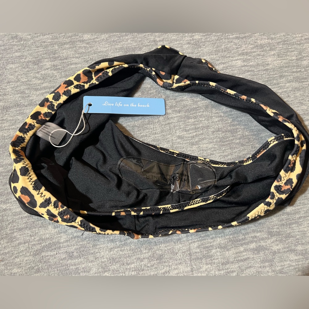 Live Life On The Beach 2 piece bikini women’s M‎ strappy black leopard print new - Picture 4 of 13